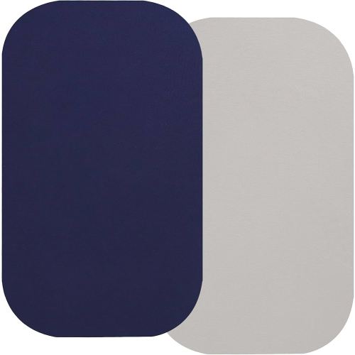100% Organic Cotton Bassinet Sheets Compatiable with Baby Delight Beside Me Dreamer Bassinet & Mika Mikcy Bedside Sleeper, 2 Pack Jersey Knit Fitted Sheet for Baby, Navy and Fog Grey
