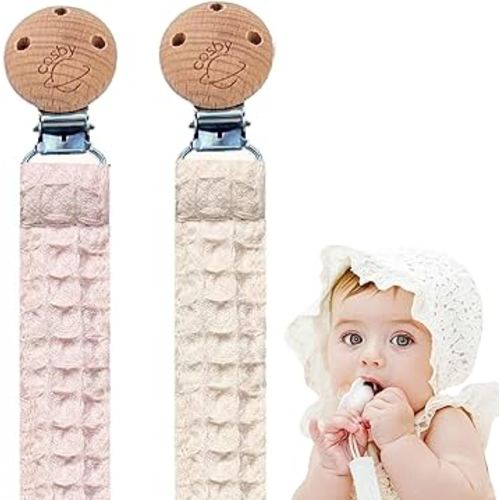 Pacifier Clip Nordic Design Neutral Colors for Girls and Boys - 2 Units Pacifiers Binky Clips with Soft Texture for Baby Boy and Girl Paci Newborn Infant Essentials Accessories Premium Binkies