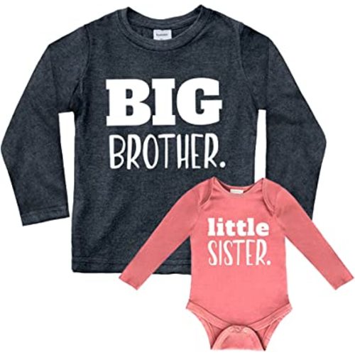 Big Brother Little Sister Outfits Shirt Sibling Shirts Matching Baby Newborn Girl Outfit