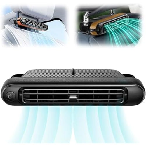 Car Seat Cooling Fan, 2025 New Portable 3 Speeds Headres Car Fans for Backseat That Blow Cold Air, Quiet Space-Saving Automotive Fan for All Cars Vehicle (Black)