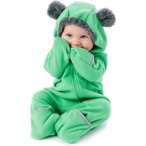 Cuddle Club Fleece Baby Bunting Bodysuit with Hood, Convertible Mittens & Booties, Car Seat Friendly, Soft & Warm, Easy Zip