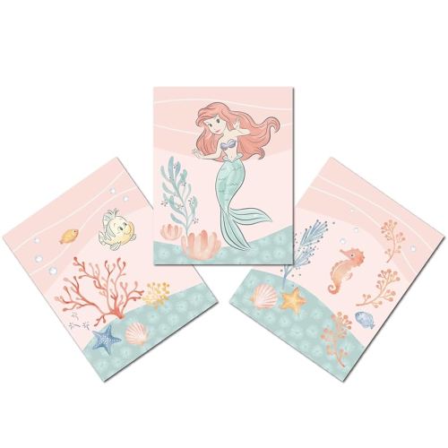 Bedtime Originals Disney Baby The Little Mermaid 3-Piece Unframed Wall Art