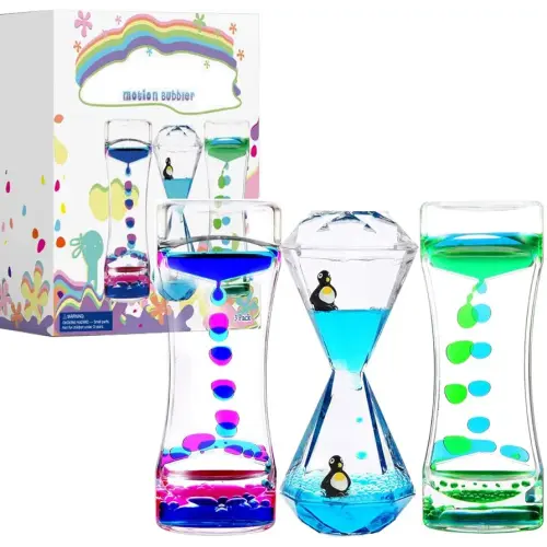 Calming Sensory Toys for Kids with Autism ADHD Anxiety or Special Needs-3 Pack Liquid Motion Bubbler Timers (Style #3)
