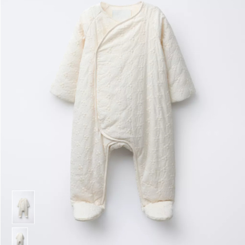 FLORAL EMBROIDERY QUILTED ROMPER - Ecru | ZARA United States