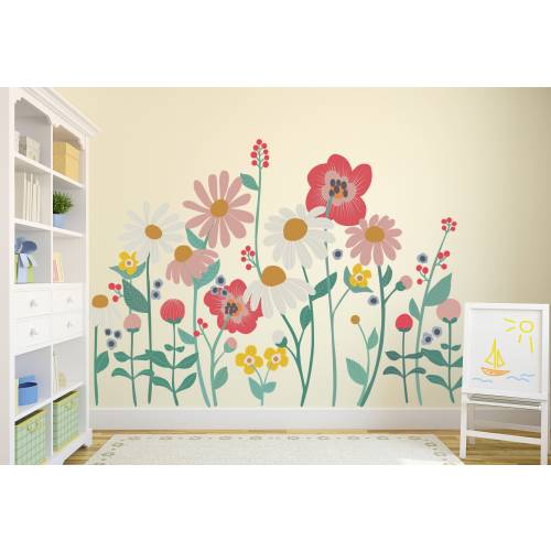 Peel and And Stick Colourful Wild Flowers Wall Decal Floral Sticker For Room Decoration Kids Room Decor Wall Stickers Removable Wall decals