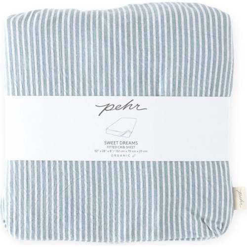 Seersucker Crib Sheet, Marine Blue - Pehr | Maisonette