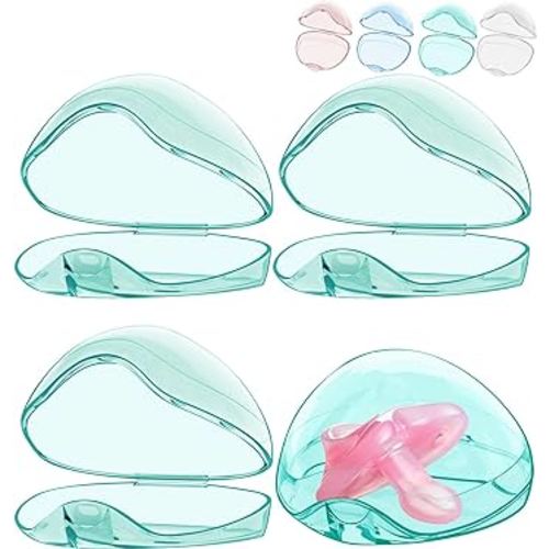 Smlpuame Pacifier Case,4 Pack BPA Free Pacifier Holder Case,Transparent Container Box for Baby Binky（Not Included),Essential Pacifier Accessories,Alway Keep Paci Clean,Easy to Clean(Green)