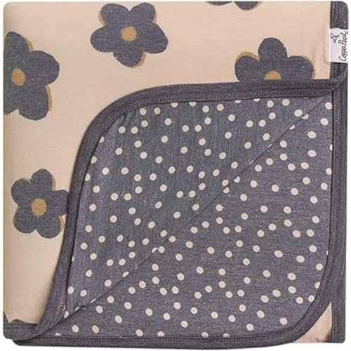 Large Premium Knit Baby 3 Layer Stretchy Quilt Blanket "Gemma in Tan" by Copper Pearl