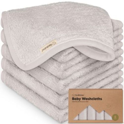 KeaBabies 6pk Deluxe Baby Washcloths, 10x10 Organic and Soft Baby Wash Cloth, Baby Bath Towel, Face Cloths Cloths (Heather)
