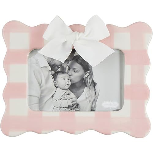 Mud Pie Horizontal Pink Bow Frame; 9" x 7"