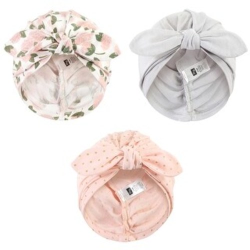 Hudson Baby Infant Girl Turban Cotton Headwraps, Pink Peony, One Size - Pink Peony