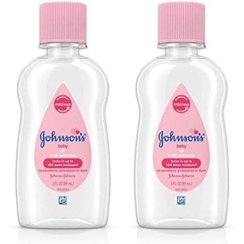 Johnson's Baby Baby Oil, Pure Mineral Oil to Prevent Moisture Loss, Hypoallergenic, Original 3 fl. oz (Pack of 2)