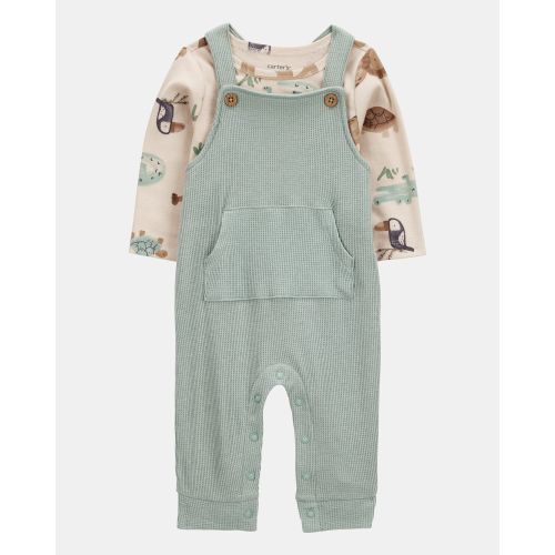 Baby Boy 2-Piece Long-Sleeve Tee & Waffle Knit Coverall Set - Green | Carter's