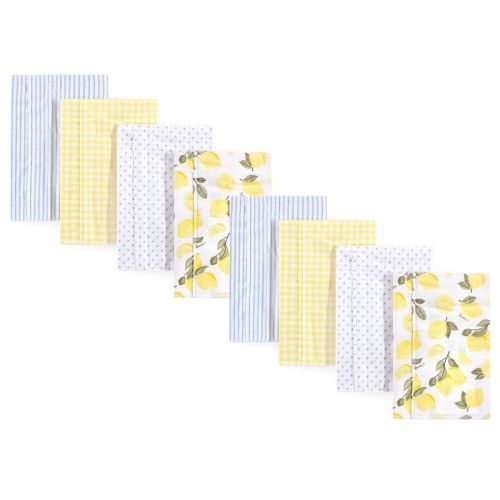 Hudson Baby Boys And Girls Cotton Poly Flannel Burp Cloths 8-pack, Lemons, One Size