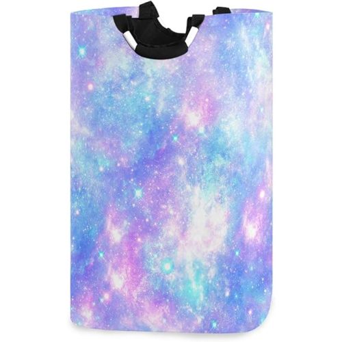 visesunny Collapsible Laundry Basket Magic Galaxy Star Blue Sky Large Laundry Hamper with Handle Clothing Organization for Bathroom, Bedroom, Home, Dorm, Travel