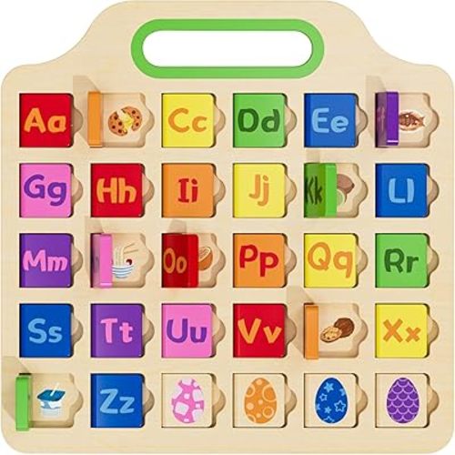 Clamshell Alphabet Dinosaur Wooden Puzzle Board for Toddlers 18+ Months, Montessori Preschool Educational Learning Alphabet Activities,Sensory Toys for Boy Girl