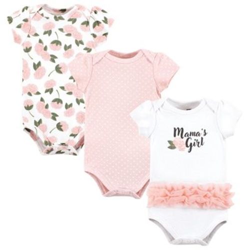Hudson Baby Infant Girl Cotton Bodysuits, Mamas Girl Pink Peony Tutu, 3-6 Months