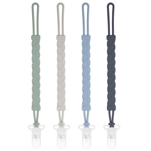 Stylish Silicone Pacifier Clips, 4-Pack Pacifier Holder with Flexible Woven Rope Design, 100% Food Grade Silicone, Easter Safe Essentials for Newborns Baby Boys and Girls