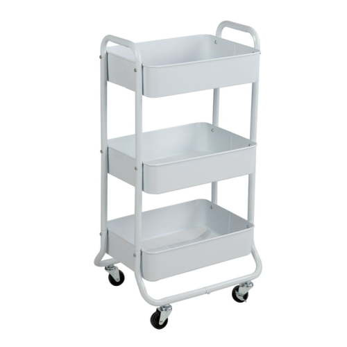 Mainstays 3 Tier Metal Utility Cart, Arctic White, Laundry Baskets, Easy Rolling, Adult and Child