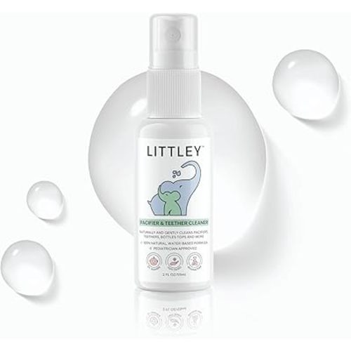 Littley Pacifier & Teether Cleaner | Alcohol‑Free HOCl Spray for Baby Pacifiers, Teethers, Bottles & High‑Touch Toys | Fragrance‑Free | Portable Travel Size | 2 oz