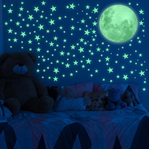 Liderstar Glow in The Dark Moon and Stars Wall Decal