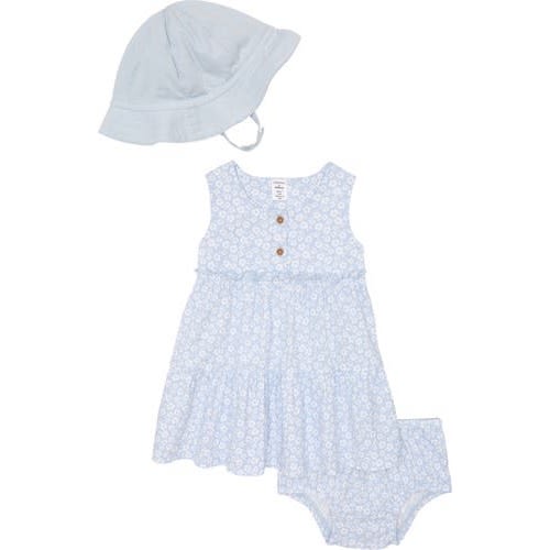 NORDSTROM Kid's Tiered Dress & Hat Set, 3M, Blue Feather Meadow