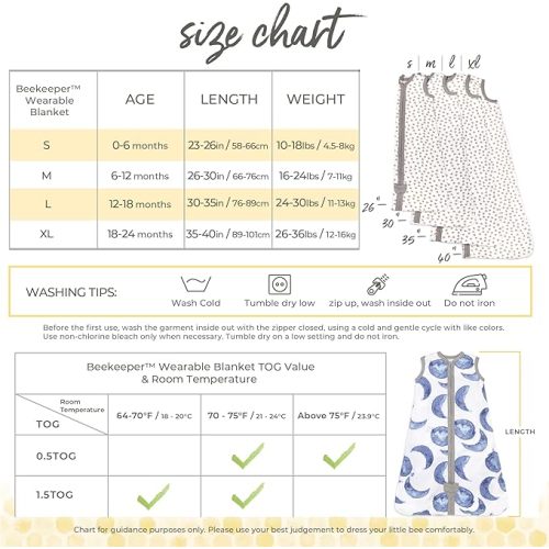 Burt's Bees Baby Beekeeper Infant Wearable Blanket, 100% Organic Cotton Unisex, Girl, Boy Swaddle Transition Sack - Light Weight 0.5 TOG or Medium Weight 1.5 TOG - Newborn Essentials Sleep Clothes