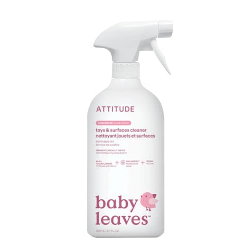ATTITUDE Toy and Surface Cleaner, EWG Verified Multi-Surface Products, Vegan, Naturally Derived Multipurpose Cleaning Spray, Unscented, 27.1 Fl Oz