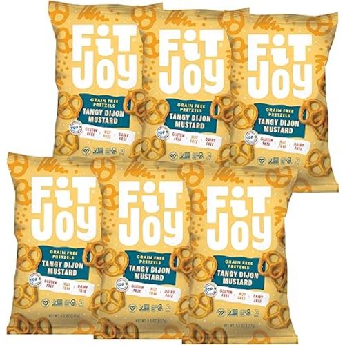 FitJoy Gluten Free Tangy Dijon Mustard Twists 4.5 Oz, 6 Bag Pretzel Pack, or Individual Bags