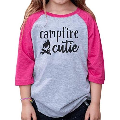 7 ate 9 Apparel Kids Campfire Cutie Camping Girls Pink Shirt