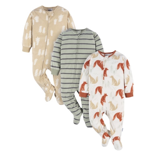 Gerber Baby and Toddler Neutral Microfleece Blanket Sleeper Pajamas, 3-Pack, Sizes 0/3M-5T