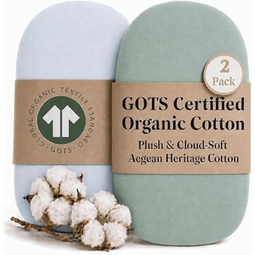 2-Pack GOTS 100% Organic Cotton Bassinet Sheets for Halo BassiNest Swivel Sleeper & 4moms mamaRoo Sleep – Luxury Turkish Cotton Fitted Sheets for Baby Boys & Girls