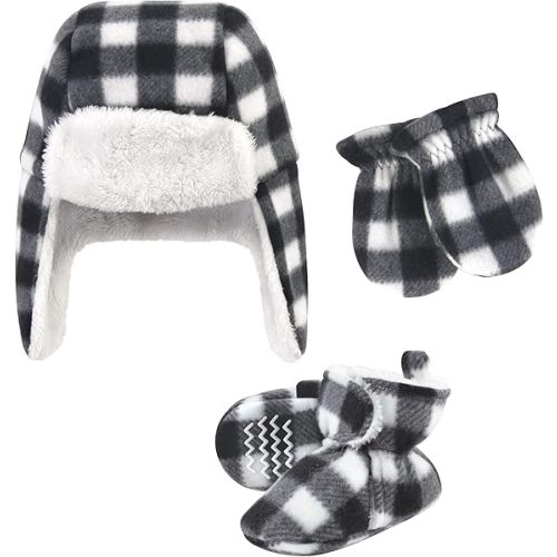 Hudson Baby Baby-Girls Trapper Hat, Mitten and Bootie Set