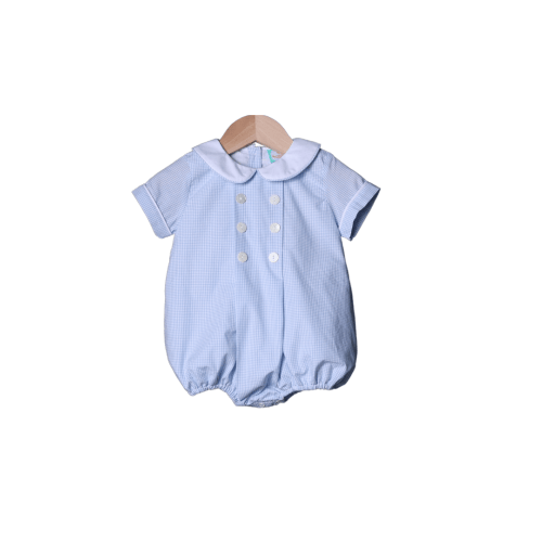Classic Blue Gingham Button Bubble