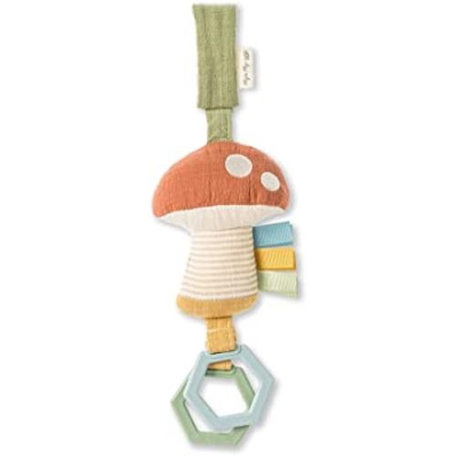 Itzy Ritzy Bitzy Bespoke Jingle Travel Toy for Stroller, Car Seat or Activity Gym; Features Jingle Sound, Hexagon Rings and Adjustable Attachment Loop, Mushroom