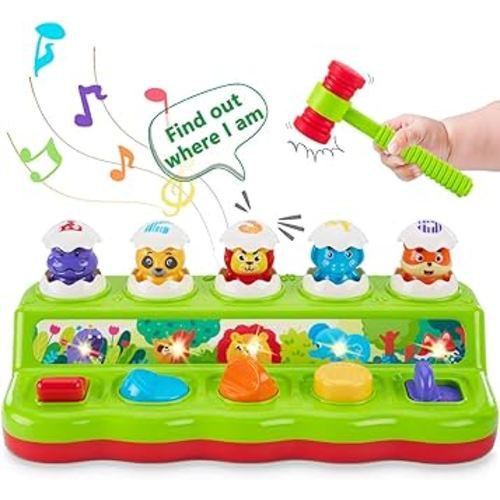 1 Year Old Toys for Boys Girls Birthday Gift, Baby & Toddler Toys, Cause and Effect Pop Up Toy with Music and Light for Toddlers 1-3, Toddler Learning Educational Montessori Toys for 1+ Year Old