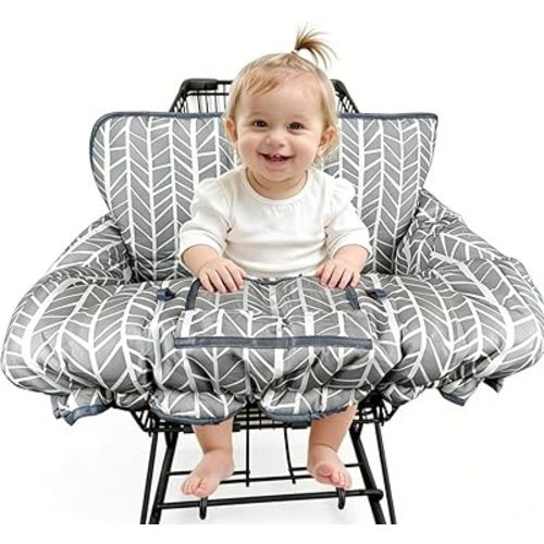 ICOPUCA Shopping Cart Cover for Baby Padded Grocery cart seat Cover for Baby Girl boy Light Grey