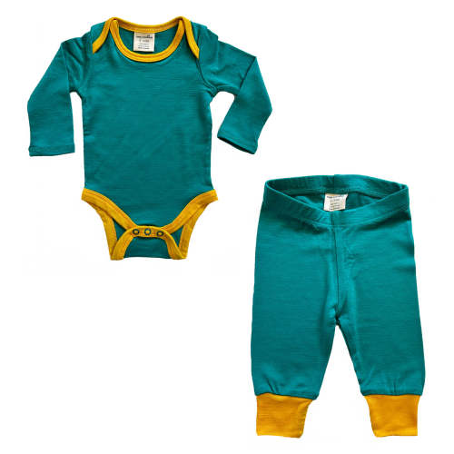 Merino Baby Base Layer Set - Color: (Polar White)