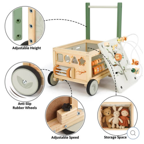 Baby Walker/ Push Toy with Non-Slip Wheels and activity cube