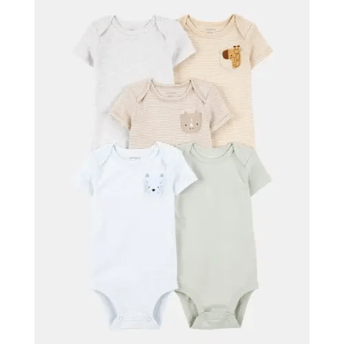 12M Baby 5-Pack Animals Short-Sleeve Cotton Bodysuits | Carter's