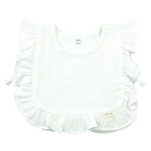 Ali+Oli Muslin Cotton Ruffle Baby Bib (White)