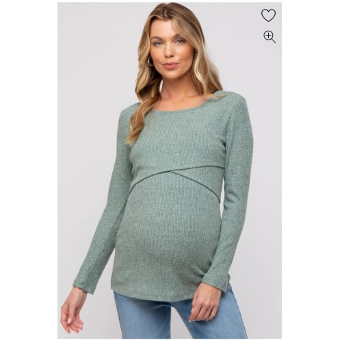 Mint Green Ribbed Crossover Maternity/Nursing Top – PinkBlush
