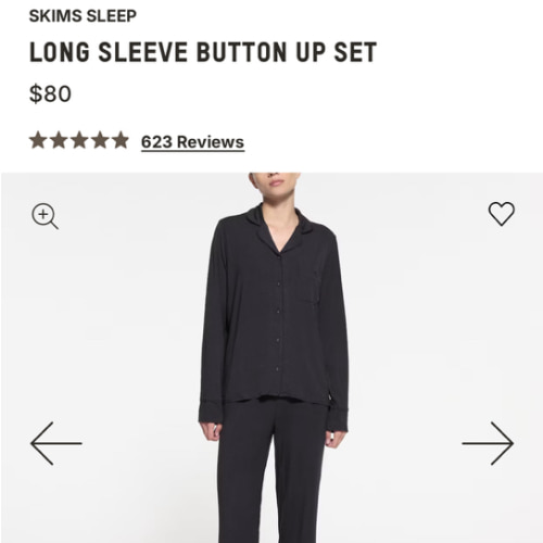 SKIMS SLEEP LONG SLEEVE BUTTON UP SET | ONYX