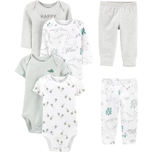 Simple Joys by Carter's, Grey Heather/White Animal / Avocados / Stripe / Text Prints / Size 3M