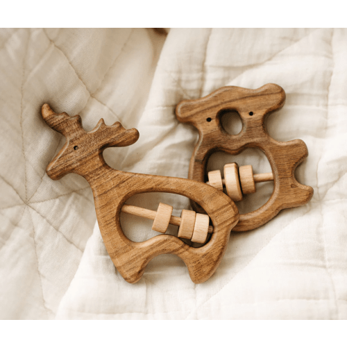 Wooden baby rattles