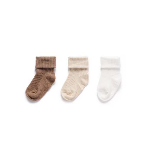 Brown 3 Pack Rib Socks - Baby Accessories - Purebaby - Purebaby