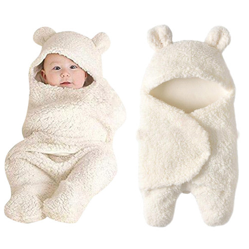 Facrlt Newborn Baby Cute Cotton Receiving White Sleeping Blanket Boy Girl Wrap Swaddle