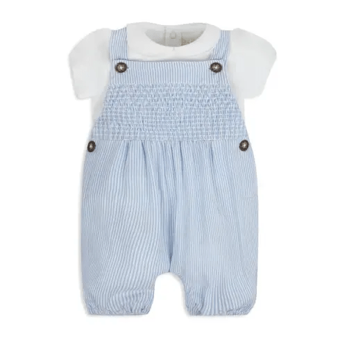 JOJO MAMAN BEBE Cotton Bodysuit & Stripe Overalls Set Blue 3-6m