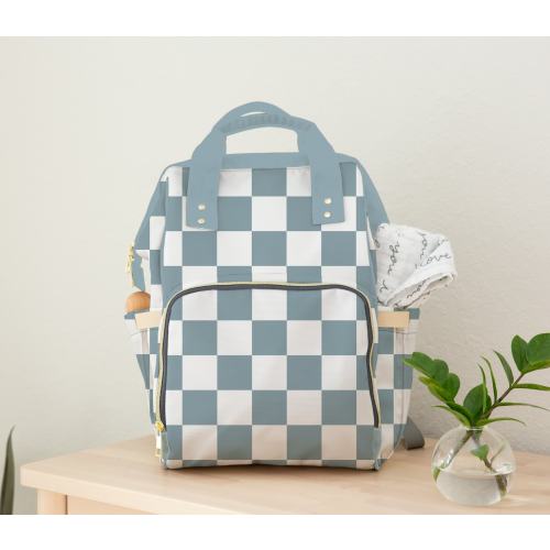 Diaper Bag Backpack in Blue Checker