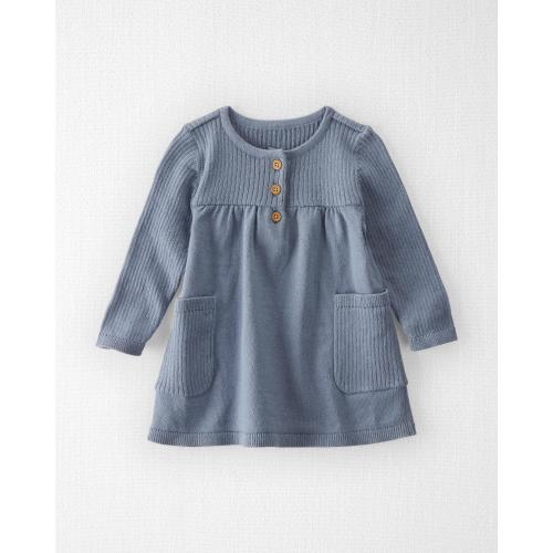 Carter's Little Planet Baby Organic Cotton Ribbed Sweater Knit Dress - 12M - Style,Cloudy Day